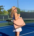niceaces Women's MAYA 2-Racquet Designer Tennis Tote - Handmade - Vegan Leather, Coral