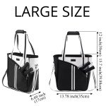 Pickleball Bag, Large Capacity PickleBall Tote Bag for Women Men Hand/Shoulder Bag Water Bottle Holder With Pickleball Racquet Holder PU Leather Black
