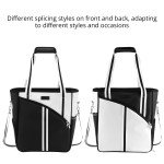 Pickleball Bag, Large Capacity PickleBall Tote Bag for Women Men Hand/Shoulder Bag Water Bottle Holder With Pickleball Racquet Holder PU Leather Black