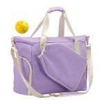 kesoto Pickleball Racket Bag Crossbody Bag Removable Adjustable Shoulder Strap Handbag with Zipper Gym Bag Paddle Bag Pickleball Bag and White