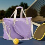 kesoto Pickleball Racket Bag Crossbody Bag Removable Adjustable Shoulder Strap Handbag with Zipper Gym Bag Paddle Bag Pickleball Bag and White