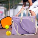 kesoto Pickleball Racket Bag Crossbody Bag Removable Adjustable Shoulder Strap Handbag with Zipper Gym Bag Paddle Bag Pickleball Bag and White