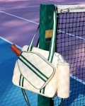 Movker Pickleball Tote Bag for Women Men with Paddle Cover Pocket External Ball Bag and Adjustable Shoulder Strap Fence Hook (Beige)
