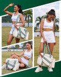 Movker Pickleball Tote Bag for Women Men with Paddle Cover Pocket External Ball Bag and Adjustable Shoulder Strap Fence Hook (Beige)