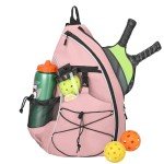 Goloni Pickleball Bag for Women,Mens Pickle Ball Backpack, Multifunctional Sling Bag for Paddles and Other Sports Accessories,Adjustable Pickle-ball Equipment Bag for Beginner and Professional,Pink