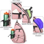 Goloni Pickleball Bag for Women,Mens Pickle Ball Backpack, Multifunctional Sling Bag for Paddles and Other Sports Accessories,Adjustable Pickle-ball Equipment Bag for Beginner and Professional,Pink