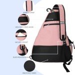 Goloni Pickleball Bag for Women,Mens Pickle Ball Backpack, Multifunctional Sling Bag for Paddles and Other Sports Accessories,Adjustable Pickle-ball Equipment Bag for Beginner and Professional,Pink