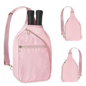 Prokva Pickleball Bag for Women, Pickleball Paddle Sling Bag, Pickle Ball Bag for Pickleball Accessories, Pink (Patent Design)