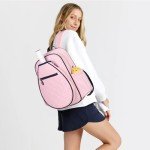 KAVIGOR Pickleball Bag, Quilted Pickleball Backpack with Shoe Compartment & Waterproof Pocket, Pickle Ball Paddle Bag Fits 2 to 4 Paddles for Women and Men, Pink