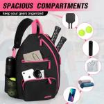 AEROBIX Pink Pickleball Bag for Women & Men, Pickle Ball Backpack - Upgraded Zippers, Large Capacity, Padded Paddle Pocket, Adjustable Sling Bag (No Accessories)