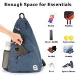 A11N Pickleball Bag, Reversible Crossbody Sling Bag/Backpack for Women Men, Navy