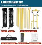 BAGAIL Portable Pickleball Net Set with Wheels, 22 FT Regulation Size & 11 FT Half Court Size 2-in-1 Pickle Ball Net with Ball Collector, Carry Bag, 4 Pickle Balls, Easy Setup - Yellow