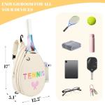 NZNDB Tennis Bags for Women Girl, Tennis Sling Crossbody Backpack, Water Resistant Tennis Bag for Pickleball, Tennis, Racketball (White)