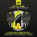 Selkirk Sport SLK Atlas Max Pickleball Paddles Set of 2 | Raw Carbon Fiber Face & Rev-Control Polymer Core | Complete Pickleball Set with 2 Pickle Ball Rackets, 3 Hybrid+ Balls, and SLK Sling Bag