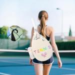 NZNDB Tennis Bags for Women Girl, Tennis Sling Crossbody Backpack, Water Resistant Tennis Bag for Pickleball, Tennis, Racketball (White)