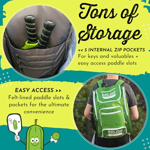 Big Dill Pickleball Co. Pickleback Backpack | Large & Insulated Pickleball Bag