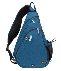 INOXTO Sling Bag, Multipurpose Crossbody Shoulder Bag for Men and Women, Chest Bag Crossbody Daypack for Hiking, Pickleball Bag with Water Bottle Holder for Tennis, Pickleball (Blue)