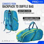 JOOLA Tour Elite Pro Pickleball Bag – Backpack & Duffle Bag for Paddles & Pickleball Accessories – Thermal Insulated Pockets Hold 4+ Paddles - Includes Fence Hook Blue/Yellow