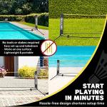 BOULDER Portable Badminton Pickleball Net - Foldable / Extendable Poles for Multiple Sports Heights (UP to 5 ft) - Ideal for Tennis, Pickleball, Soccer Tennis - Easy Setup (Black, 14 FT)