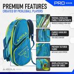 JOOLA Tour Elite Pro Pickleball Bag – Backpack & Duffle Bag for Paddles & Pickleball Accessories – Thermal Insulated Pockets Hold 4+ Paddles - Includes Fence Hook Blue/Yellow