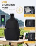 SEAFEW Medium Black Black Sling Bag for Men and Women - Sport Crossbody Backpack for Pickleball, Tennis, Racketball
