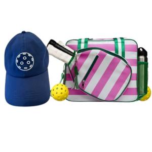 Lola Pickleball Tote White - Designer Series Pickleball Bag for Women and Navy Cap for Women – Lightweight, Moisture-Wicking, Adjustable Hat with Embroidered Design