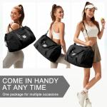 Small Black Sports Gym Duffel Bags for Women Men, Travel Totes Bag Cute Weekender bag with Wet Pocket and Shoe Compartment for Carry On, Gym, Dance, Overnight, Sport Pickleball, Tennis, Racketball