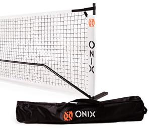 Onix Pickleball 2-in-1 Regulation-Size Portable Net and Practice Net Set Includes Carrying Case with Wheels,White