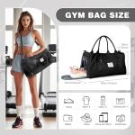 Small Black Sports Gym Duffel Bags for Women Men, Travel Totes Bag Cute Weekender bag with Wet Pocket and Shoe Compartment for Carry On, Gym, Dance, Overnight, Sport Pickleball, Tennis, Racketball