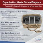 CRS Cross Rink Side Tote. Ice Skating Accessory Bag-Figure Skating, Roller, Inline Skaters, Dance, Cheer.Organizes Guards Water Bottle Phone (Rink Side Tote, Gold)