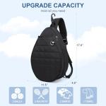 KAVIGOR Tennis Bag, Tennis Backpack Holds 2 Rackets, Quilted Crossbody Sling Bag, Waterproof Pickleball Bags with Safety Pocket for Women and Men