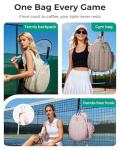 BAGSMART Tennis Bag for Women, Tennis Rackets Backpack with Shoes Compartment, Hanging Pickleball Backpack for Court, Off-work, Everyday