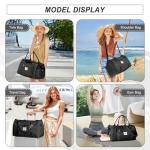 Small Black Sports Gym Duffel Bags for Women Men, Travel Totes Bag Cute Weekender bag with Wet Pocket and Shoe Compartment for Carry On, Gym, Dance, Overnight, Sport Pickleball, Tennis, Racketball