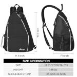 ALOOF Pickleball Bag for Man and Women, Adjustable Pickleball, Racketball Sling Bag, Backpack With Water Bottle Holder for Men, Black