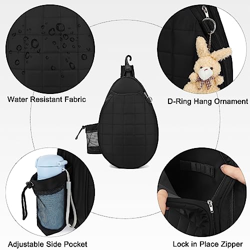 Quilted Sling Bag for Pickleball Paddles - Black