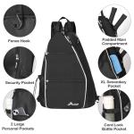 ALOOF Pickleball Bag for Man and Women, Adjustable Pickleball, Racketball Sling Bag, Backpack With Water Bottle Holder for Men, Black