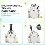 JKAOO Tennis Bags for Women, Waterproof Tennis Sling Crossbody Shoulder Backpack Holds 2 Rackets, Tennis Racket Bag for Pickleball Badminton (White)