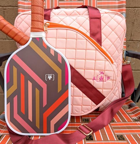 Quilted Pickleball Bag with Adjustable Strap - Peach Color