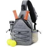 Movker Pickleball Bag for Women and Men Sling Crossbody Backpack for pickleball with Adjustable Shoulder Strap Fence Hook and Paddles Cover Sports Accessories Pickle Ball Equipment Gifts (Gray)