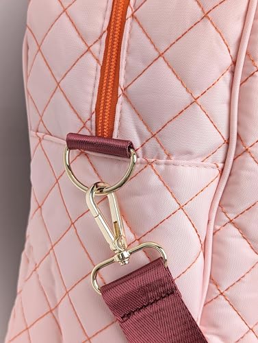 Quilted Pickleball Bag with Adjustable Strap - Peach Color