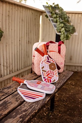 Quilted Pickleball Bag with Adjustable Strap - Peach Color