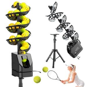 Giuggiolared Tennis Machine Serving Machine with Portable Build and Remote Operations – Pickleball Launcher with Spin, Angle, and Speed Controls for Realistic Practice Scenarios Indoors Outdoors