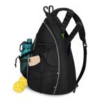 Pickleball Sling Bag – Adjustable Pickleball Backpack for Men & Women – Large Capacity w/Fence Hook, Water-Resistant, Anti-Theft Pocket – Lightweight & Comfortable for Paddles, Balls, Accessories