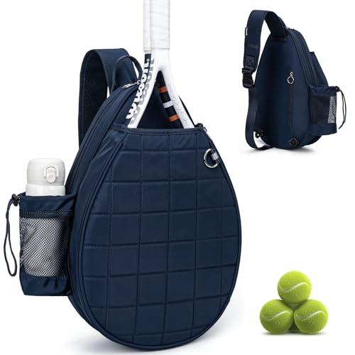 KAVIGOR Tennis Bag Holds 2 Rackets, Quilted Tennis Backpack, Waterproof Crossbody Sling Pickleball Bags for Women, Men and Youth