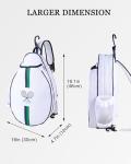 Rejolly Tennis Racket Bag for Women Men One Shoulder Crossbody Sling Bag Water Resistant Racquet Cover for 2 Tennis Rackets, Pickleball Paddles, Badminton Racquet White Blue Green Stripe
