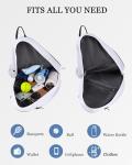 Rejolly Tennis Racket Bag for Women Men One Shoulder Crossbody Sling Bag Water Resistant Racquet Cover for 2 Tennis Rackets, Pickleball Paddles, Badminton Racquet White Blue Green Stripe