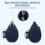 KAVIGOR Tennis Bag Holds 2 Rackets, Quilted Tennis Backpack, Waterproof Crossbody Sling Pickleball Bags for Women, Men and Youth