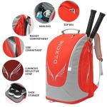 INOXTO 40L Large Tennis Backpack for Women and Men - Waterproof and Breathable Pickleball Bag With Independent Shoe Storage for Tennis, Travel, Camping (Orange)