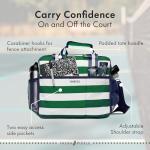 Fresh Pickle Lola Pickleball Tote Bag for Women - Designer Pickleball Bag with Paddle Storage, Zip Pockets & Shoulder Strap, Chic, Durable, Water-Resistant Pickle Ball Bags, Green/White Stripe