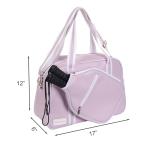 Purple PU Leather Women Sports Shoulder Gym Bag Pickleball Duffle Bag Pickleball Tote Bag with Front Pocket for 2 Paddles, Inner Storage Pockets, Mesh Water Bottle Holder and Adjustable Shoulder Strap